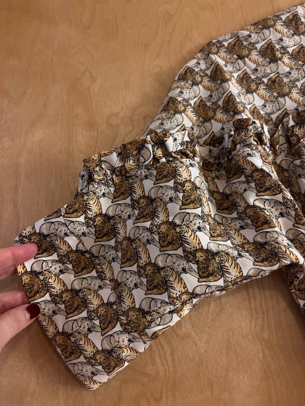 Mayle Lion, Tiger Bear Print Cream and Brown Mini Dress Sz 6 limited edition - Picture 5 of 6